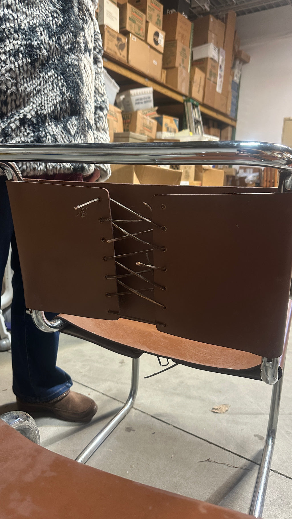 Authentic Leather Mid-Century Modern Chair